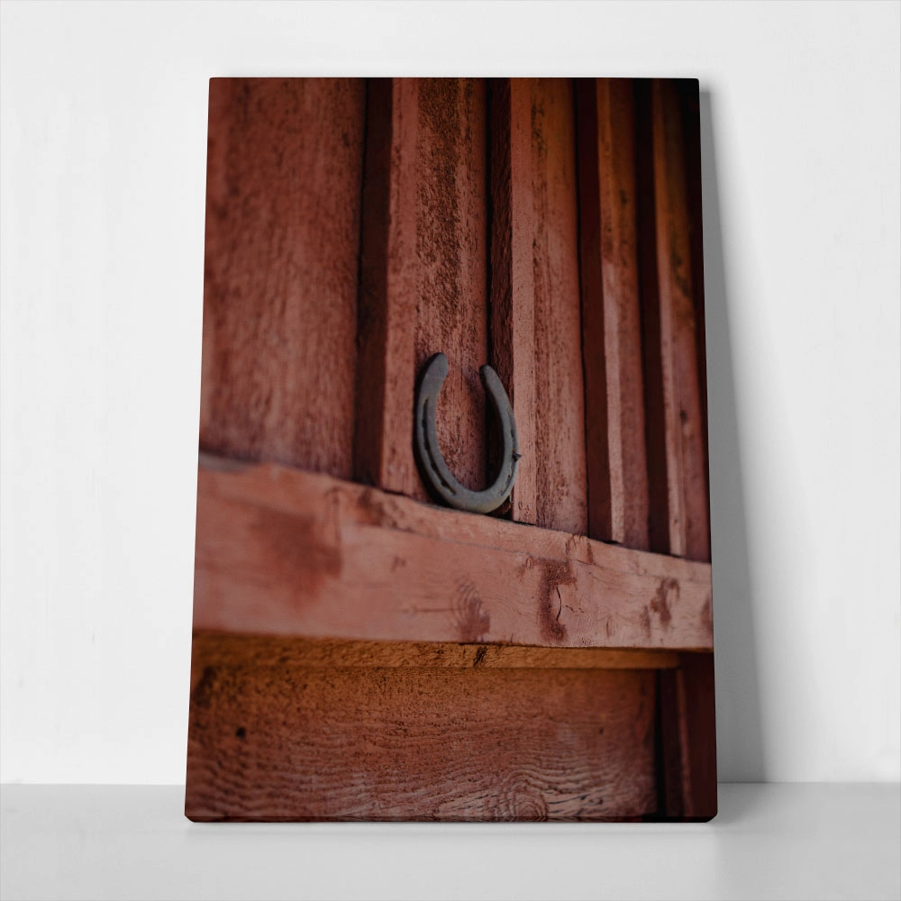 Πίνακας σε Καμβά RUSTIC FARMHOUSE HORSESHOE 2