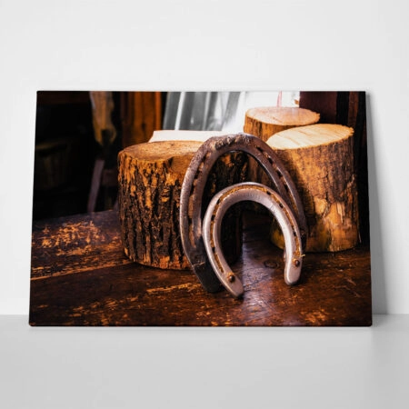 Πίνακας σε Καμβά RUSTIC FARMHOUSE HORSESHOE 4 - 