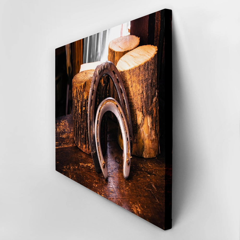 Πίνακας σε Καμβά RUSTIC FARMHOUSE HORSESHOE 4