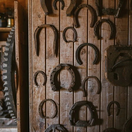 Πίνακας σε Καμβά RUSTIC FARMHOUSE HORSESHOES -  Sticky 5