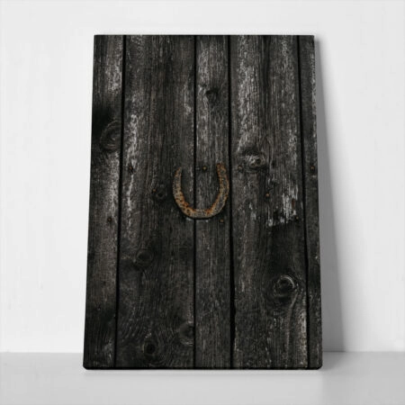 Πίνακας σε Καμβά RUSTIC FARMHOUSE HORSESHOE - 