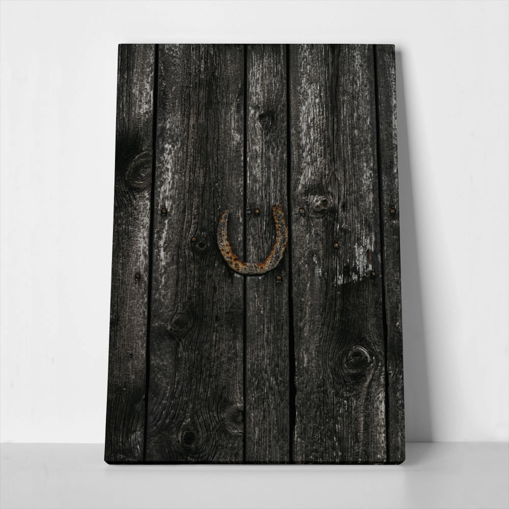 Πίνακας σε Καμβά RUSTIC FARMHOUSE HORSESHOE