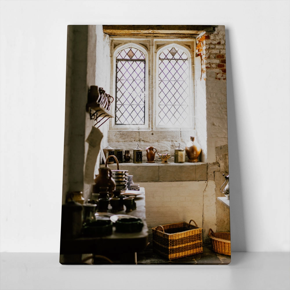 Πίνακας σε Καμβά RUSTIC FARMHOUSE KITCHEN WINDOW