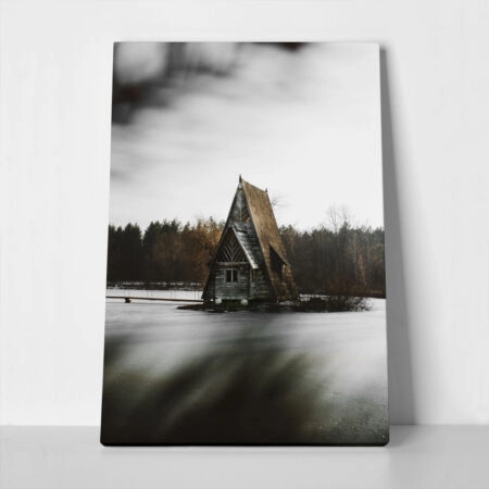 Πίνακας σε Καμβά RUSTIC FARMHOUSE LAKE CABIN - 