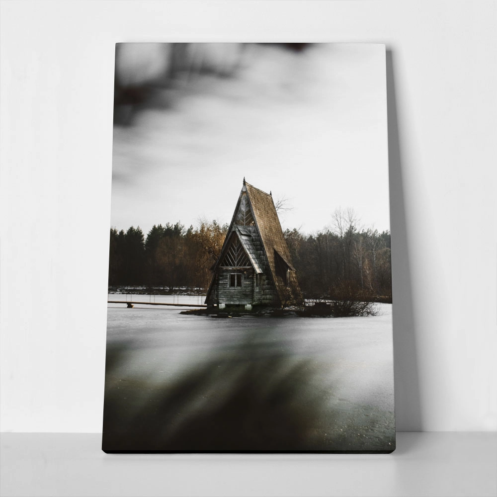 Πίνακας σε Καμβά RUSTIC FARMHOUSE LAKE CABIN
