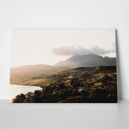 Πίνακας σε Καμβά RUSTIC FARMHOUSE LAKE VIEW - 