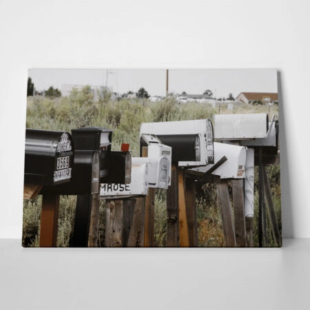 Πίνακας σε Καμβά RUSTIC FARMHOUSE MAILBOXES - 