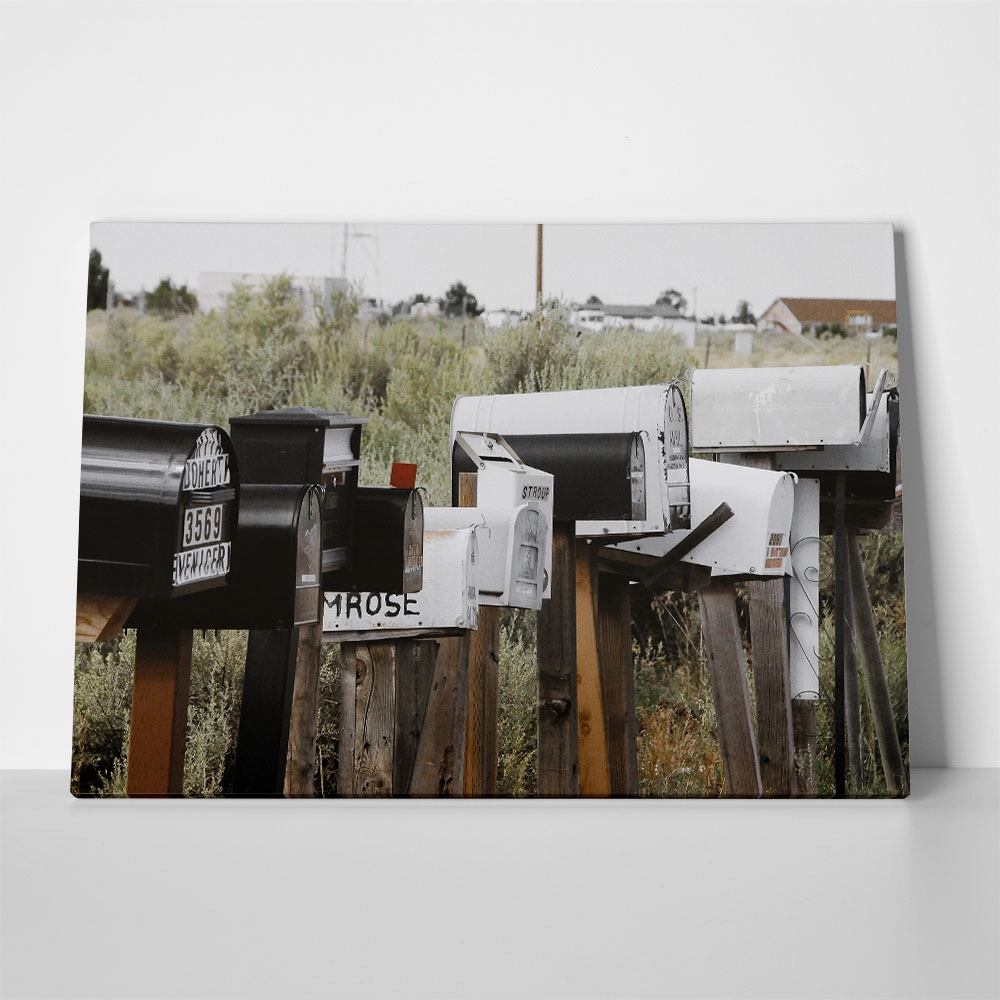 Πίνακας σε Καμβά RUSTIC FARMHOUSE MAILBOXES