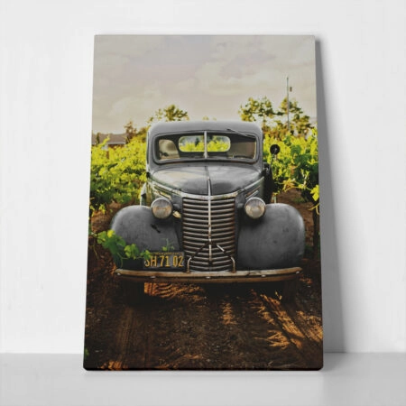 Πίνακας σε Καμβά RUSTIC FARMHOUSE OLD CAR - 