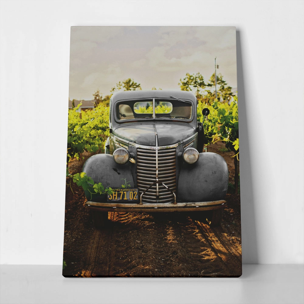 Πίνακας σε Καμβά RUSTIC FARMHOUSE OLD CAR