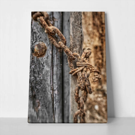 Πίνακας σε Καμβά RUSTIC FARMHOUSE OLD CHAIN - 
