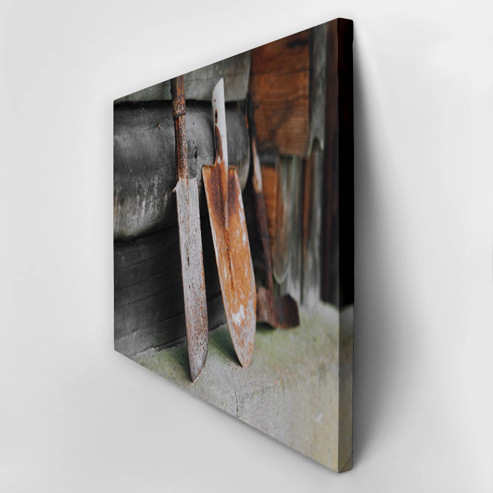 Πίνακας σε Καμβά RUSTIC FARMHOUSE OLD SHOVELS