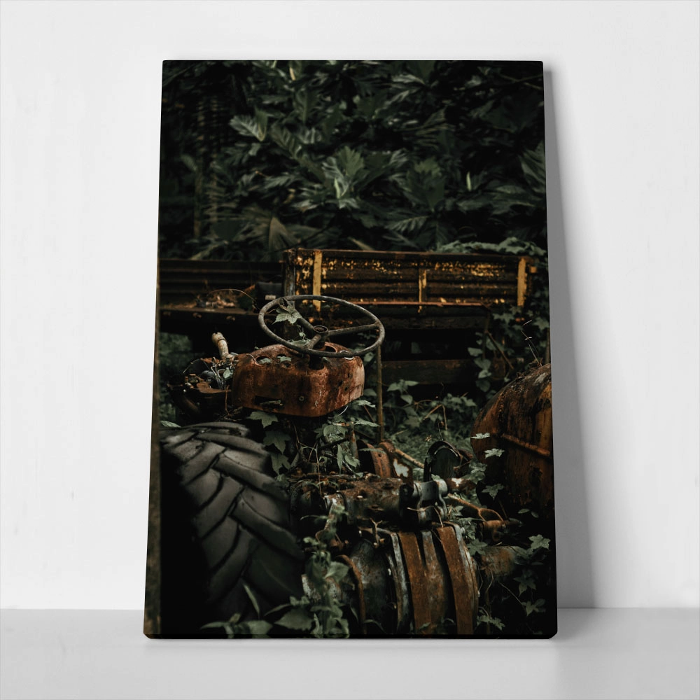 Πίνακας σε Καμβά RUSTIC FARMHOUSE OLD TRACTOR 2