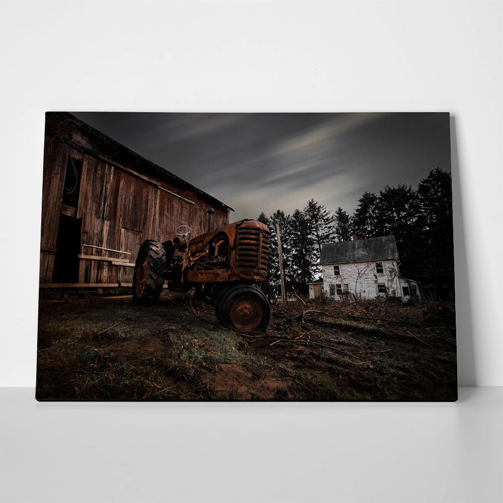 Πίνακας σε Καμβά RUSTIC FARMHOUSE OLD TRACTOR 4