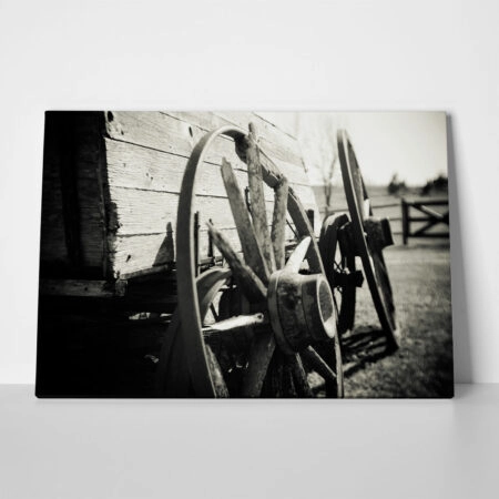 Πίνακας σε Καμβά RUSTIC FARMHOUSE OLD WHEELS 2 - 