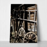 Πίνακας σε Καμβά RUSTIC FARMHOUSE OLD WHEELS