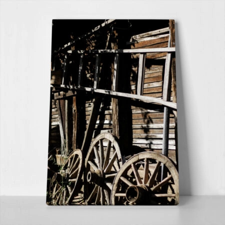 Πίνακας σε Καμβά RUSTIC FARMHOUSE OLD WHEELS - 