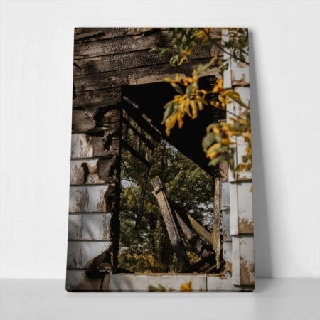 Πίνακας σε Καμβά RUSTIC FARMHOUSE OLD WINDOW - 
