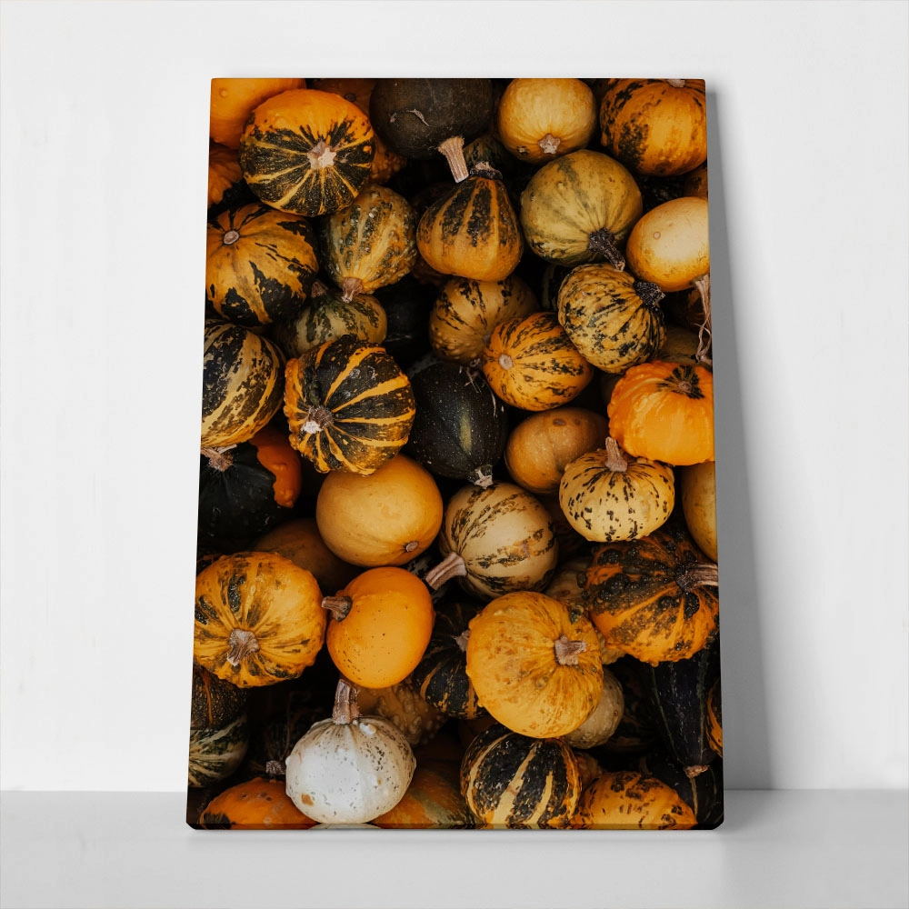 Πίνακας σε Καμβά RUSTIC FARMHOUSE PUMPKINS 4