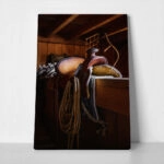 Πίνακας σε Καμβά RUSTIC FARMHOUSE SADDLE