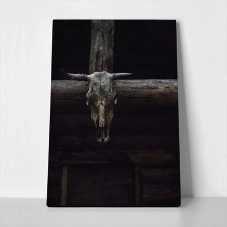 Πίνακας σε Καμβά RUSTIC FARMHOUSE SKULL - 