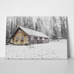 Πίνακας σε Καμβά RUSTIC FARMHOUSE SNOWY CABIN 2