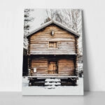 Πίνακας σε Καμβά RUSTIC FARMHOUSE SNOWY CABIN