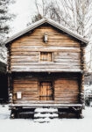 Πίνακας σε Καμβά RUSTIC FARMHOUSE SNOWY CABIN