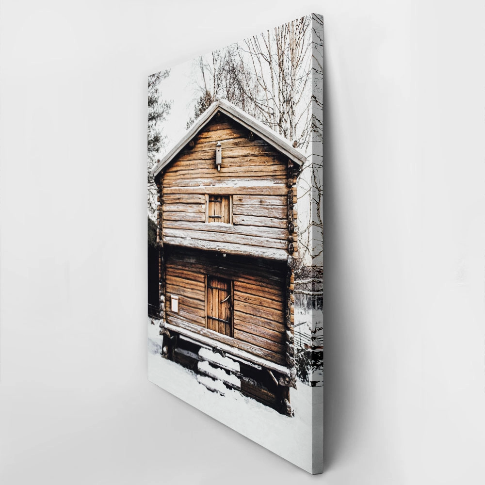 Πίνακας σε Καμβά RUSTIC FARMHOUSE SNOWY CABIN