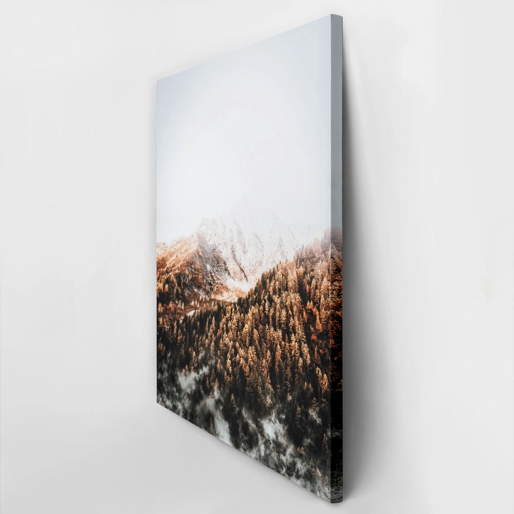 Πίνακας σε Καμβά RUSTIC FARMHOUSE SNOWY MOUNTAIN 2