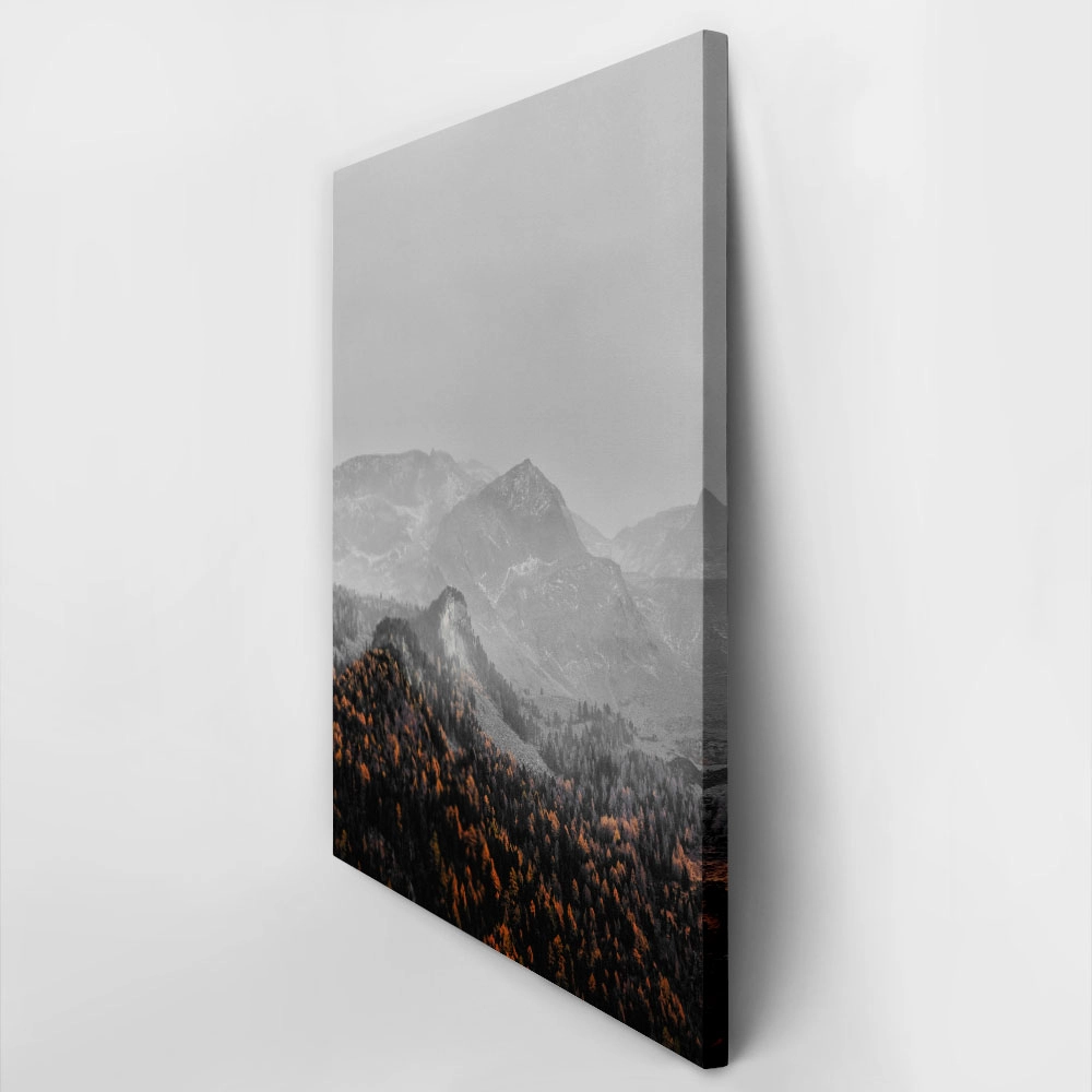 Πίνακας σε Καμβά RUSTIC FARMHOUSE SNOWY MOUNTAIN 3