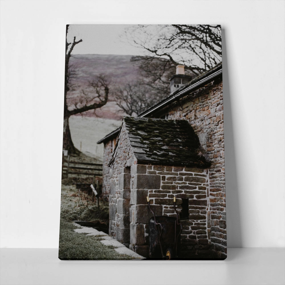 Πίνακας σε Καμβά RUSTIC FARMHOUSE STONE CABIN 2