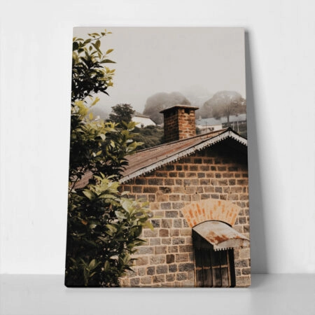 Πίνακας σε Καμβά RUSTIC FARMHOUSE STONE CABIN 6 - 