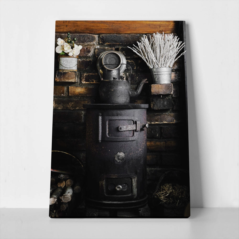 Πίνακας σε Καμβά RUSTIC FARMHOUSE STOVE 2