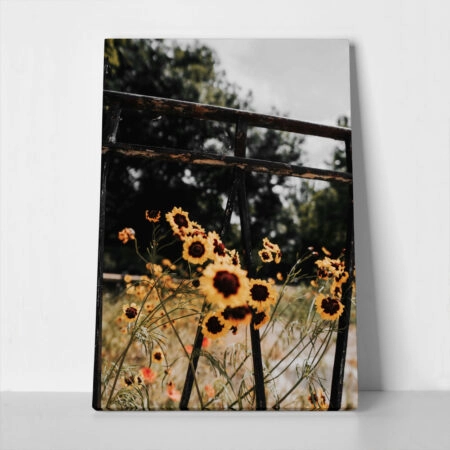 Πίνακας σε Καμβά RUSTIC FARMHOUSE SUNFLOWERS 3