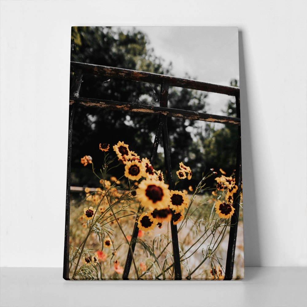 Πίνακας σε Καμβά RUSTIC FARMHOUSE SUNFLOWERS 3