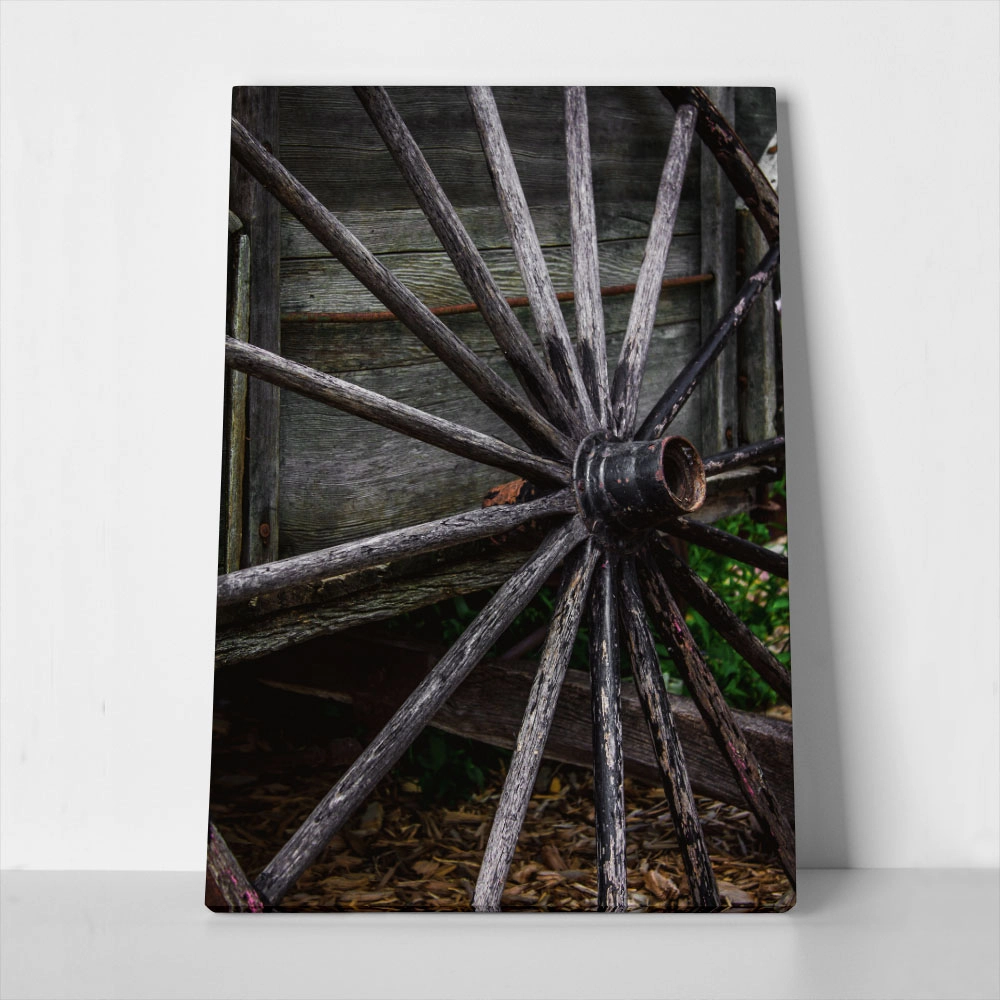 Πίνακας σε Καμβά RUSTIC FARMHOUSE WHEEL 2