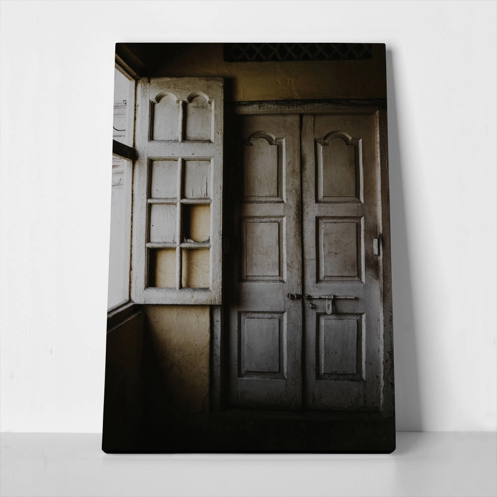 Πίνακας σε Καμβά RUSTIC FARMHOUSE WINDOW AND DOOR
