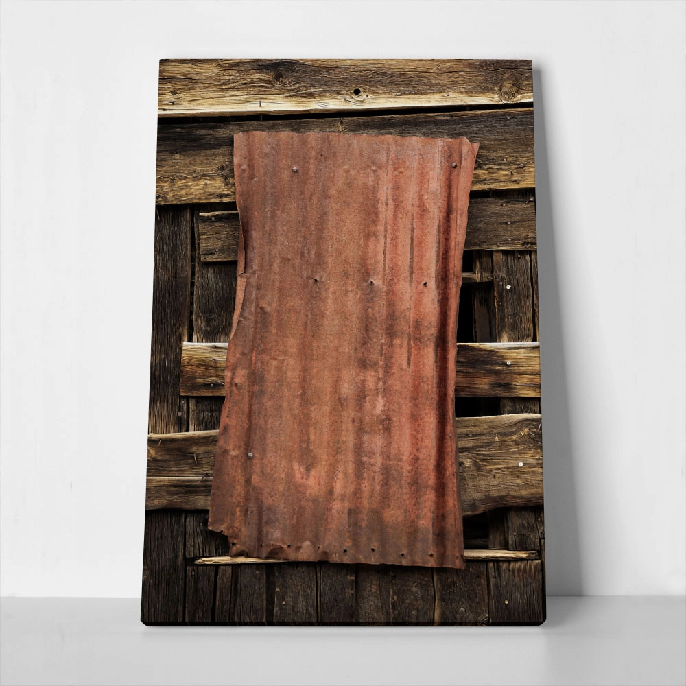 Πίνακας σε Καμβά RUSTIC FARMHOUSE WOOD AND METAL