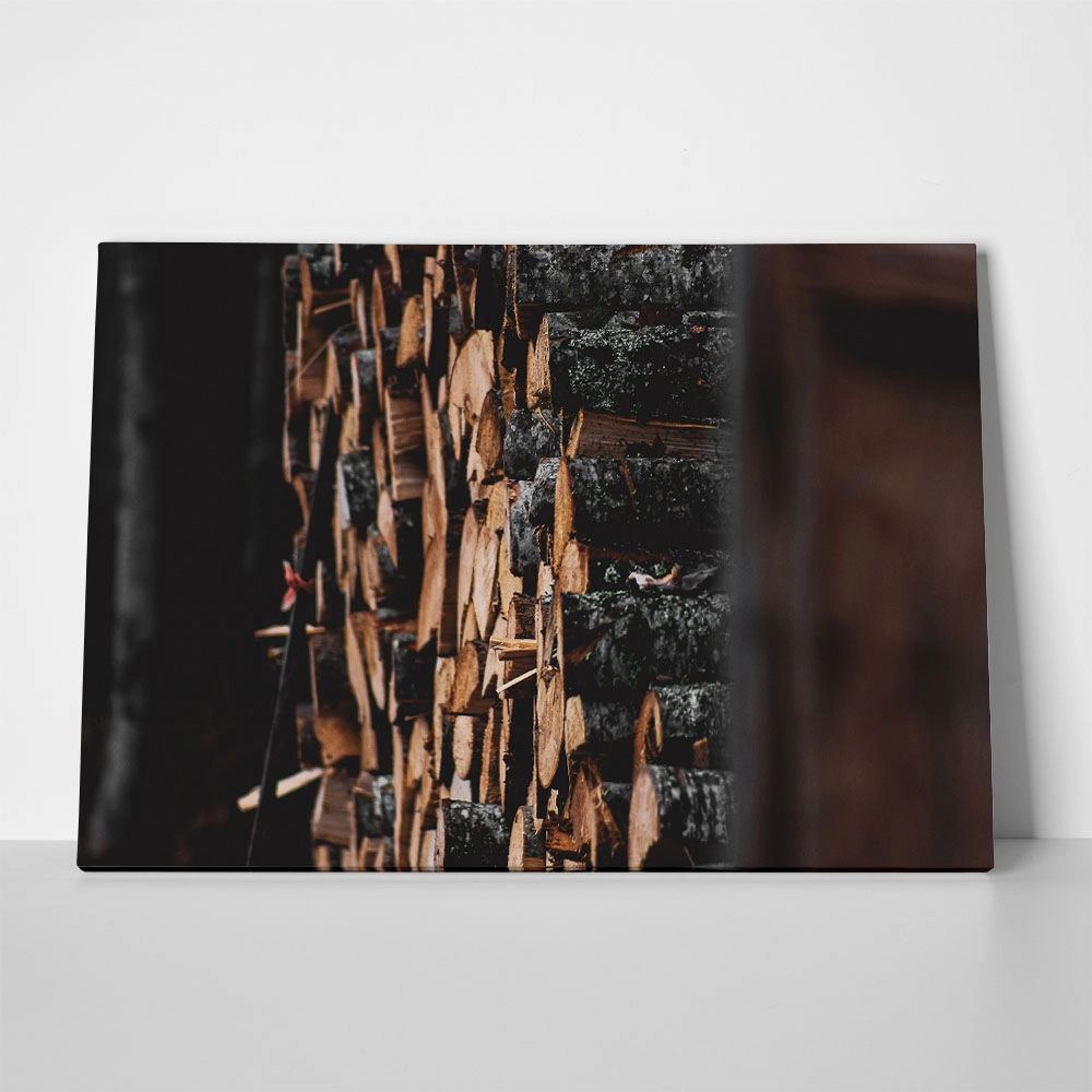 Πίνακας σε Καμβά RUSTIC FARMHOUSE WOOD LOGS 19