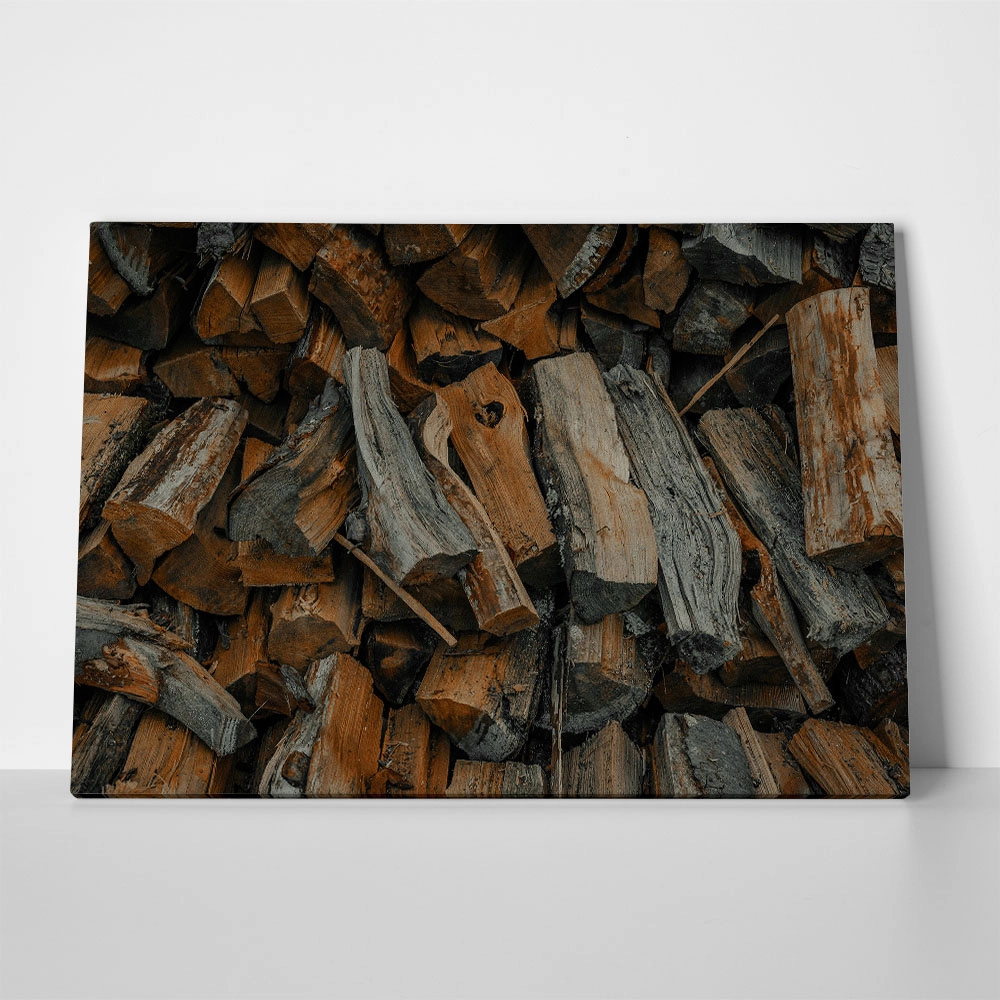 Πίνακας σε Καμβά RUSTIC FARMHOUSE WOOD LOGS 20