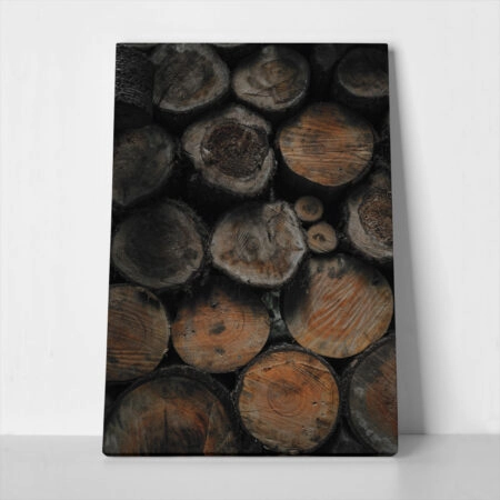 Πίνακας σε Καμβά RUSTIC FARMHOUSE WOOD LOGS 2 - 