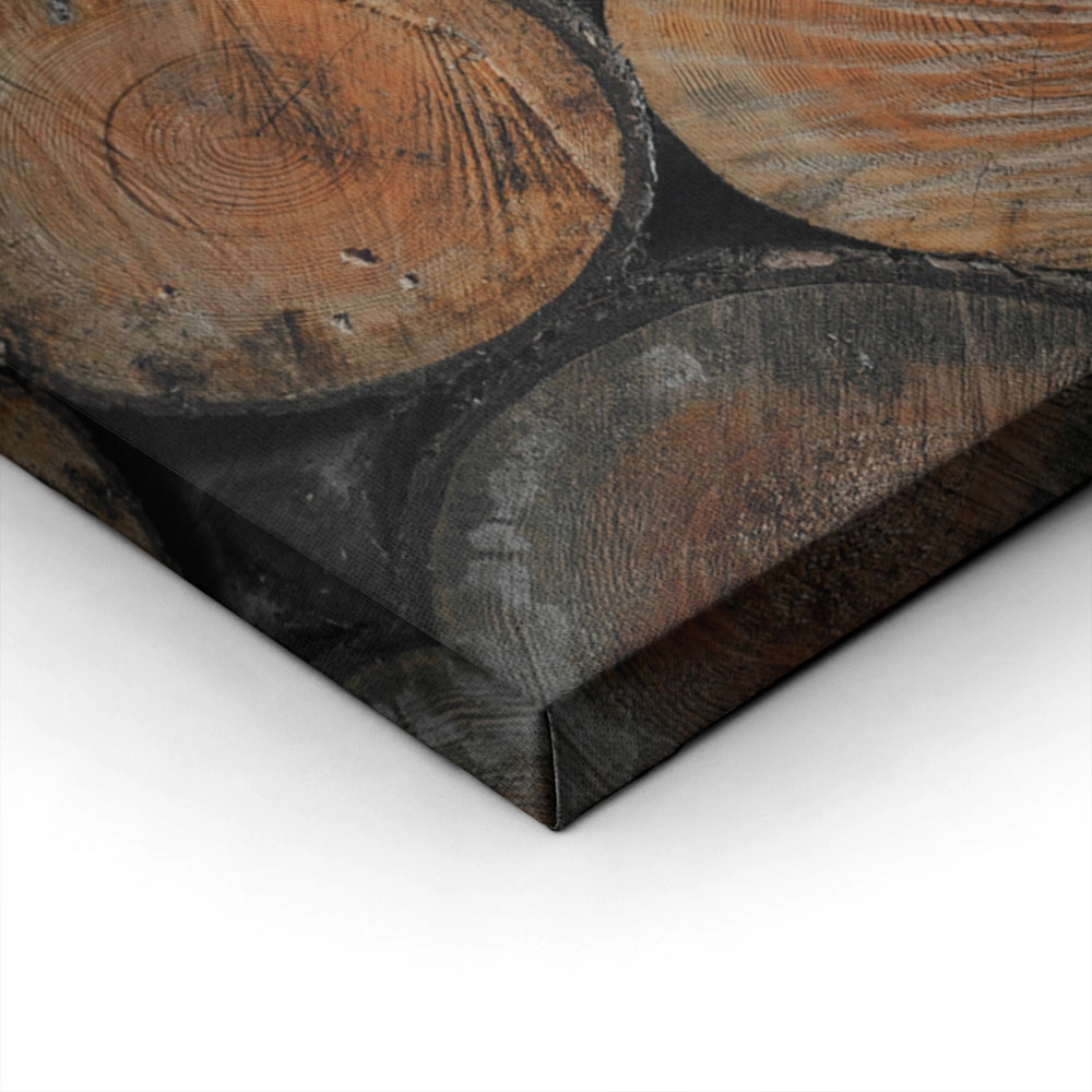 Πίνακας σε Καμβά RUSTIC FARMHOUSE WOOD LOGS 2