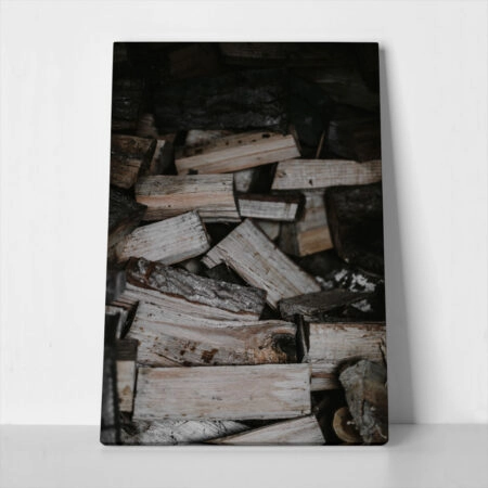 Πίνακας σε Καμβά RUSTIC FARMHOUSE WOOD LOGS 4
