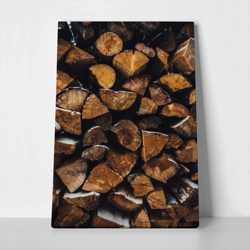 Πίνακας σε Καμβά RUSTIC FARMHOUSE WOOD LOGS