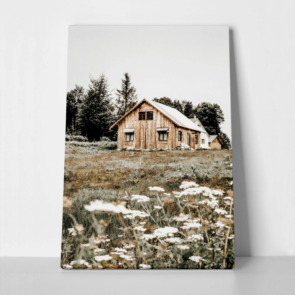 Πίνακας σε Καμβά RUSTIC FARMHOUSE WOODEN CABIN 4