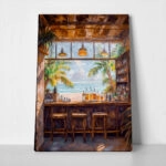 Πίνακας σε Καμβά VINTAGE PASTEL BEACH BAR 2