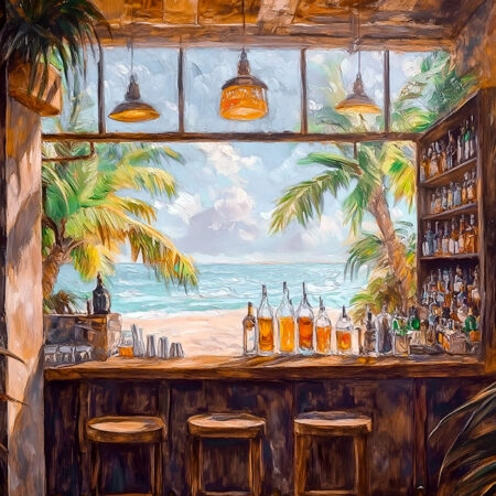Πίνακας σε Καμβά VINTAGE PASTEL BEACH BAR 2 - Vintage Sticky 5