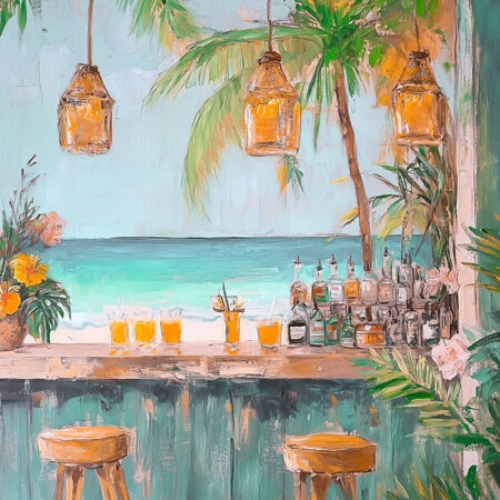 Πίνακας σε Καμβά VINTAGE PASTEL BEACH BAR 3 - Vintage Sticky 5