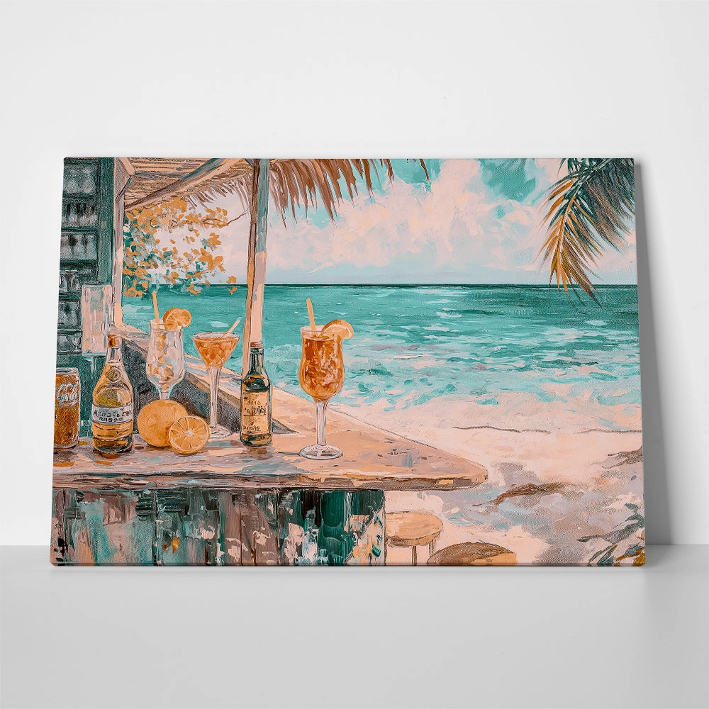 Πίνακας σε Καμβά VINTAGE PASTEL BEACH BAR 4